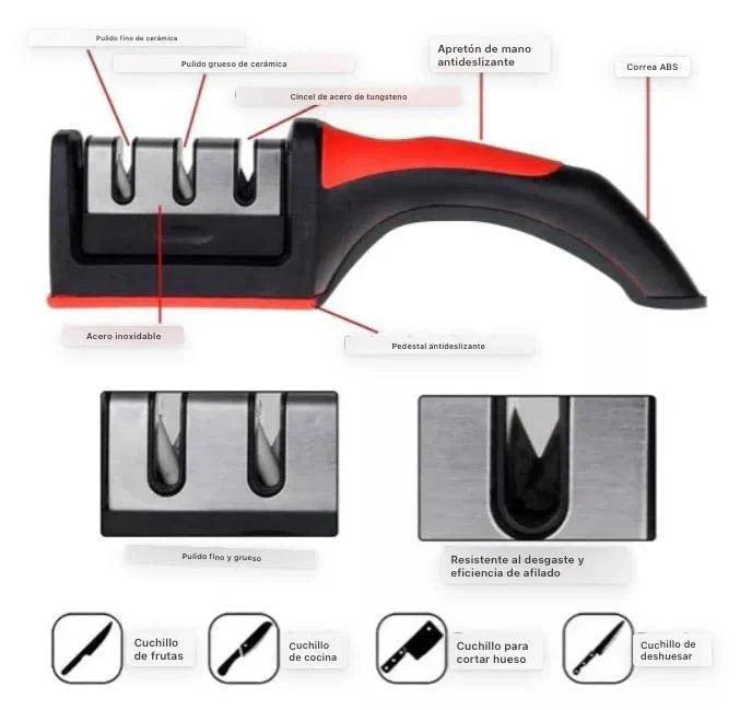 🔪Afilador de cuchillos y tijeras 3 en 1 ➕ ¡Cuchillo y Pelapapa de Regalo!🎁
